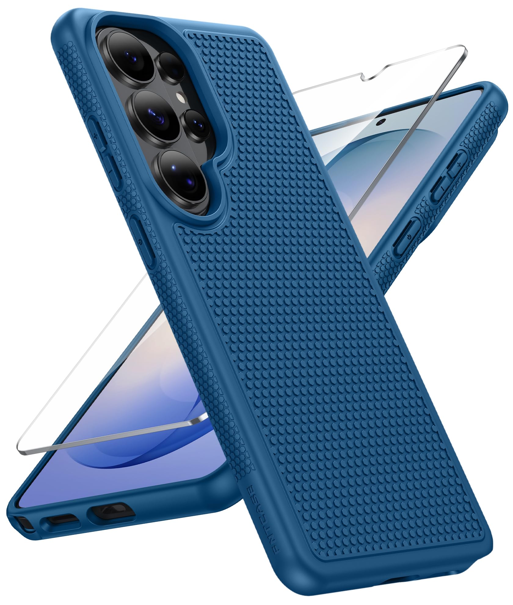 FNTCASE for Samsung Galaxy S26 Ultra Phone Case: Dual Layer Non Slip Blue | With Screen Protector, Shockproof Drop Protection, Matte Textured Protective Cell Phone Cover, for Daily Use, Blue