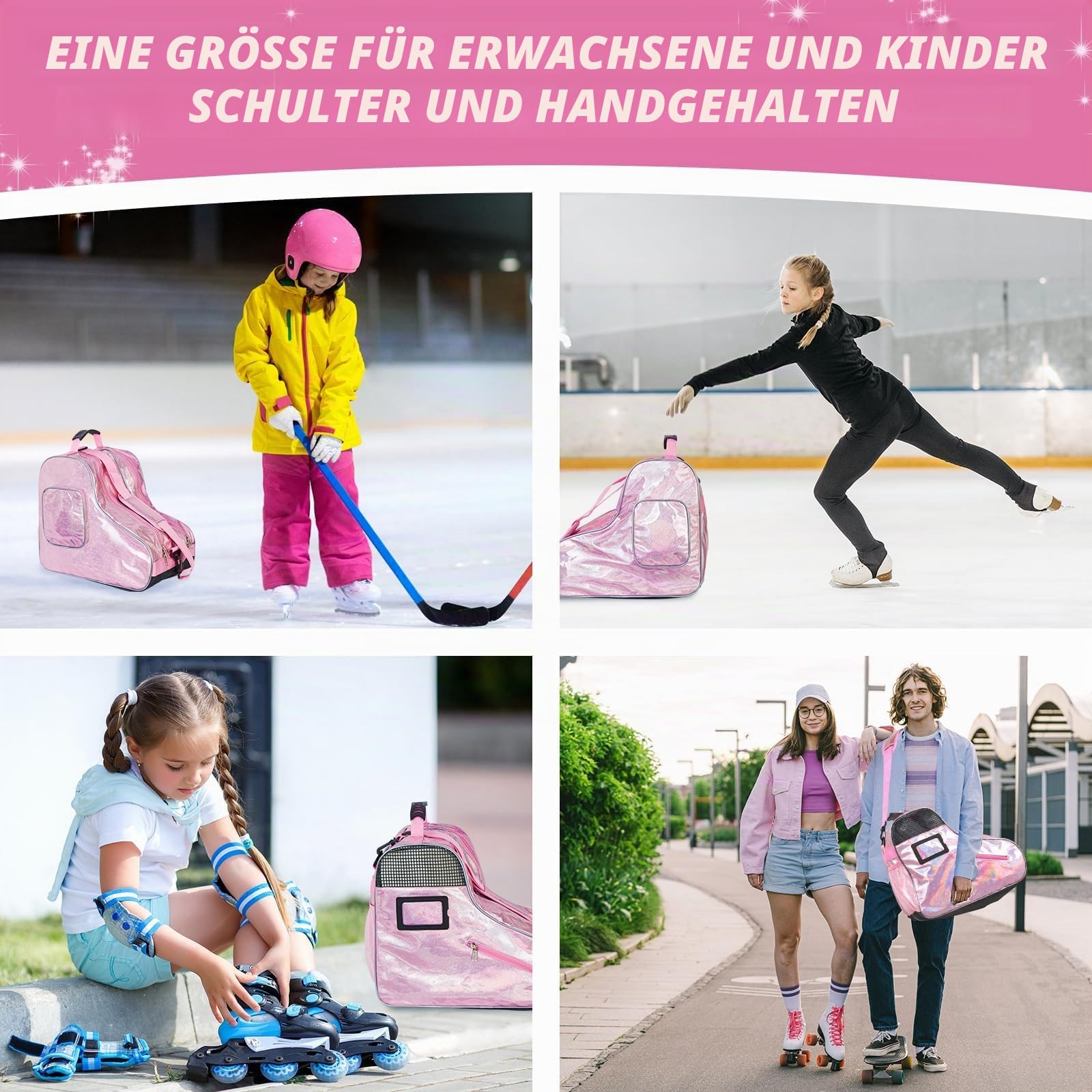 NUKied Rollschuhtasche, atmungsaktive Schlittschuhtasche mit Verstellbarem Schultergurt,Große Kapazität,Passende Inline-Skates, Schlittschuhe, für Kinder und Erwachsene