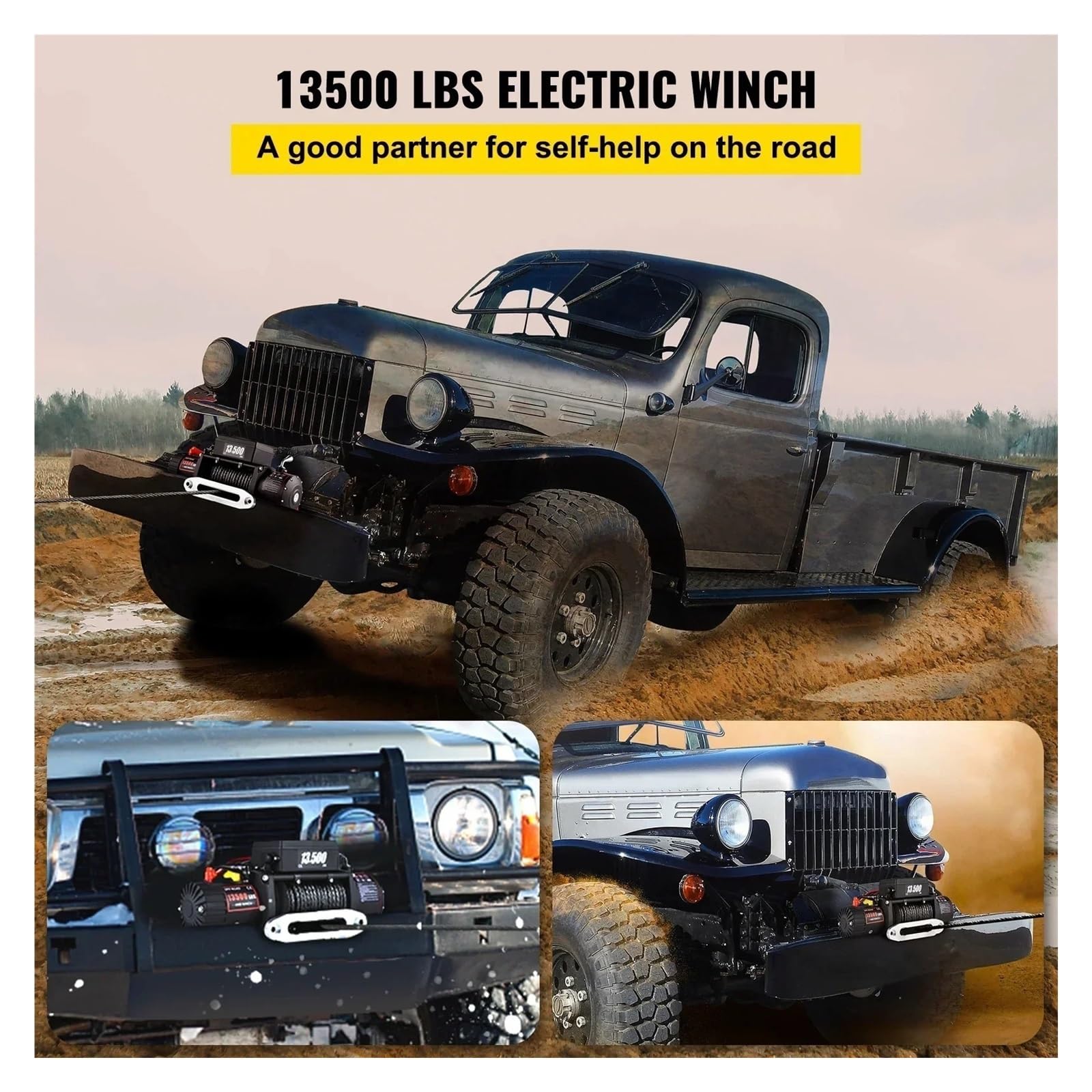 13500 LBS Wciągarka Elektryczna 12V 27M/92 FT Syntetyczna Lina Holownicza Podnoszenie Treuils Wciągnik Do Przyczepy Samochodowej 4X4 ATV Wciągnik elektryczny łańcuchowy