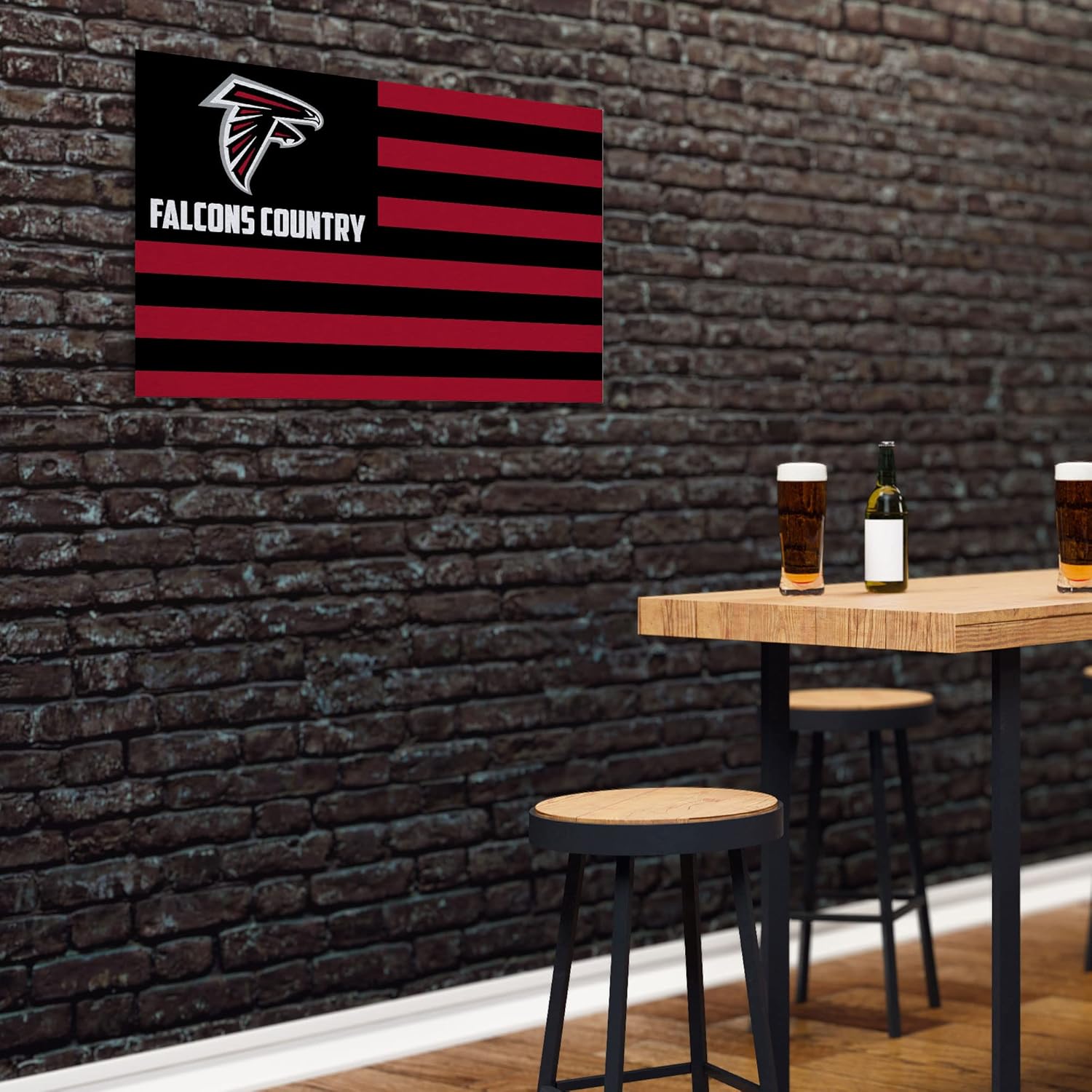 Rico Industries NFL Football Atlanta Falcons Country 25" X 35" Felt Wall Décor, Wall Safe for Living Room, Office, Dining Room, Bedroom, Easy to Hang - Made in The USA