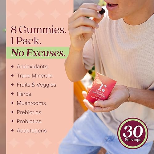 Miniatura 5 de Rizz Gomitas verdes  Más de 60 superalimentos 0.16 oz de fibra  Gomitas prebióticas y probióticas  Multivitaminas veganas para mujeres y hombres