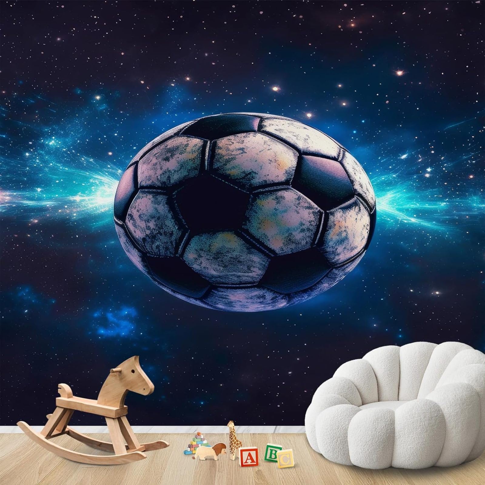 hgjdjhnf Photo Wallpaper Football Galaxy Futuristic Sports Non-Woven ModernWallpaper Living Room Bedroom Children's RoomDecoration Motif Wallpaper,150cmx105cmSticker - Background- Paint