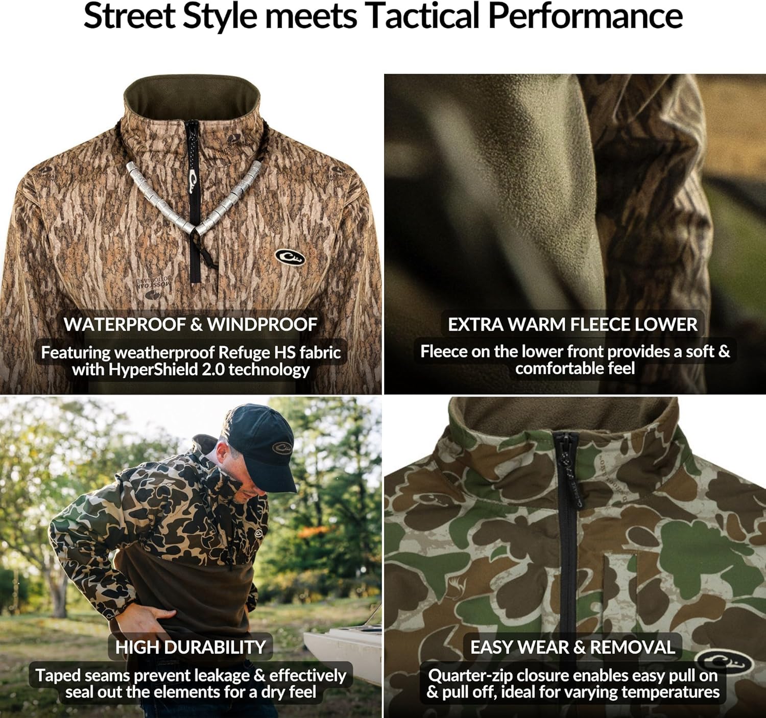 Drake Waterfowl Men's MST Quarter 1/4 Zip Refuge Eqwader Waterproof Windproof Breathable Resistant Outdoor Hunting Jacket - Image 3