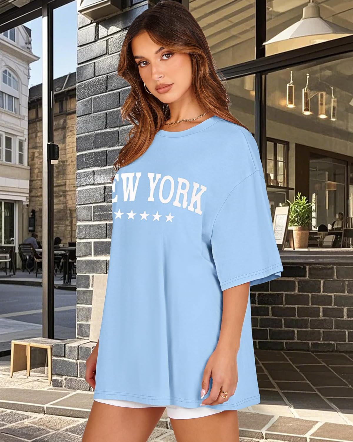 Womens Oversized Tshirt Graphic Tees Crew Neck Summer Short Sleeve Loose Fit Tops - Image 3