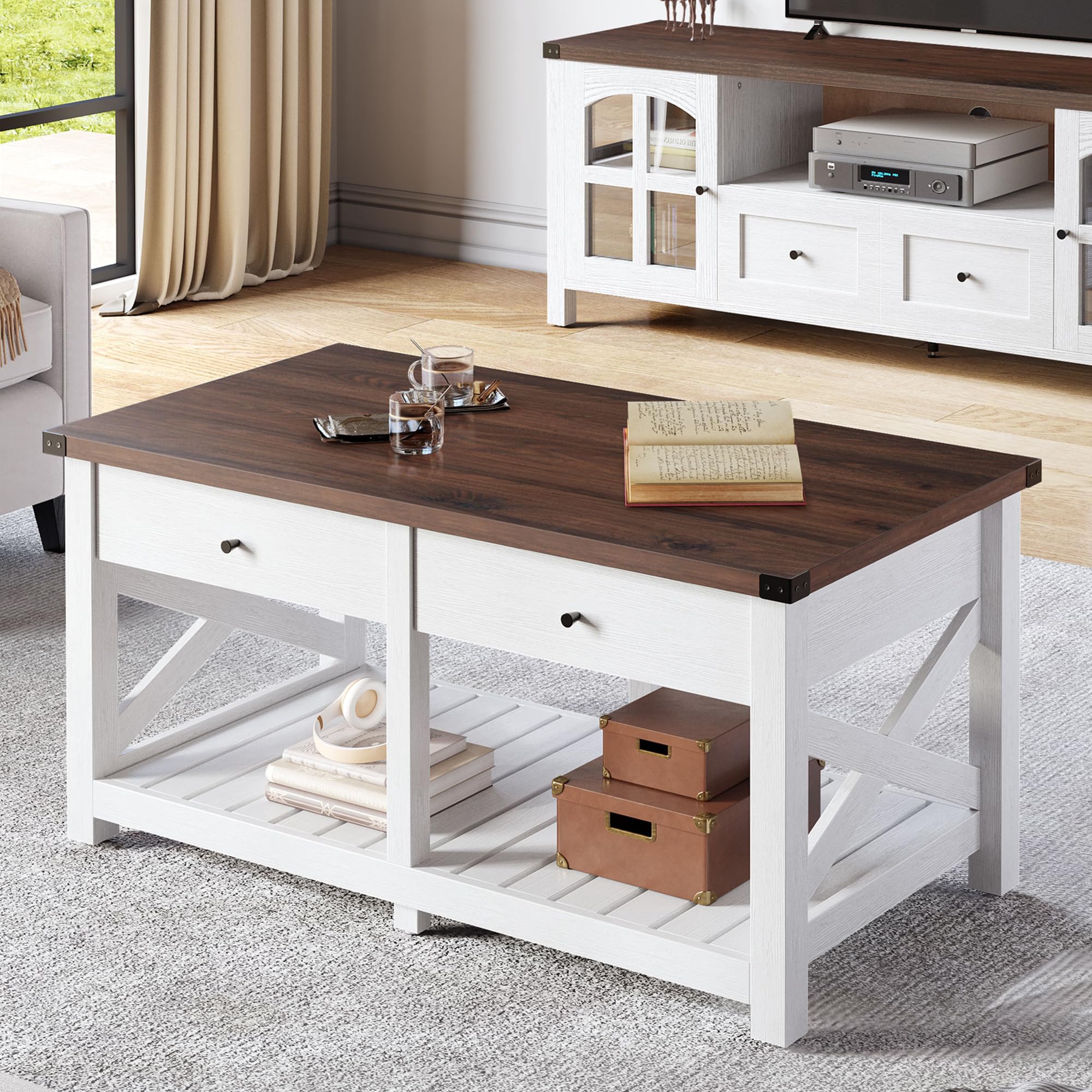 YITAHOME Coffee Table,Farmhouse Coffee Tables For Living