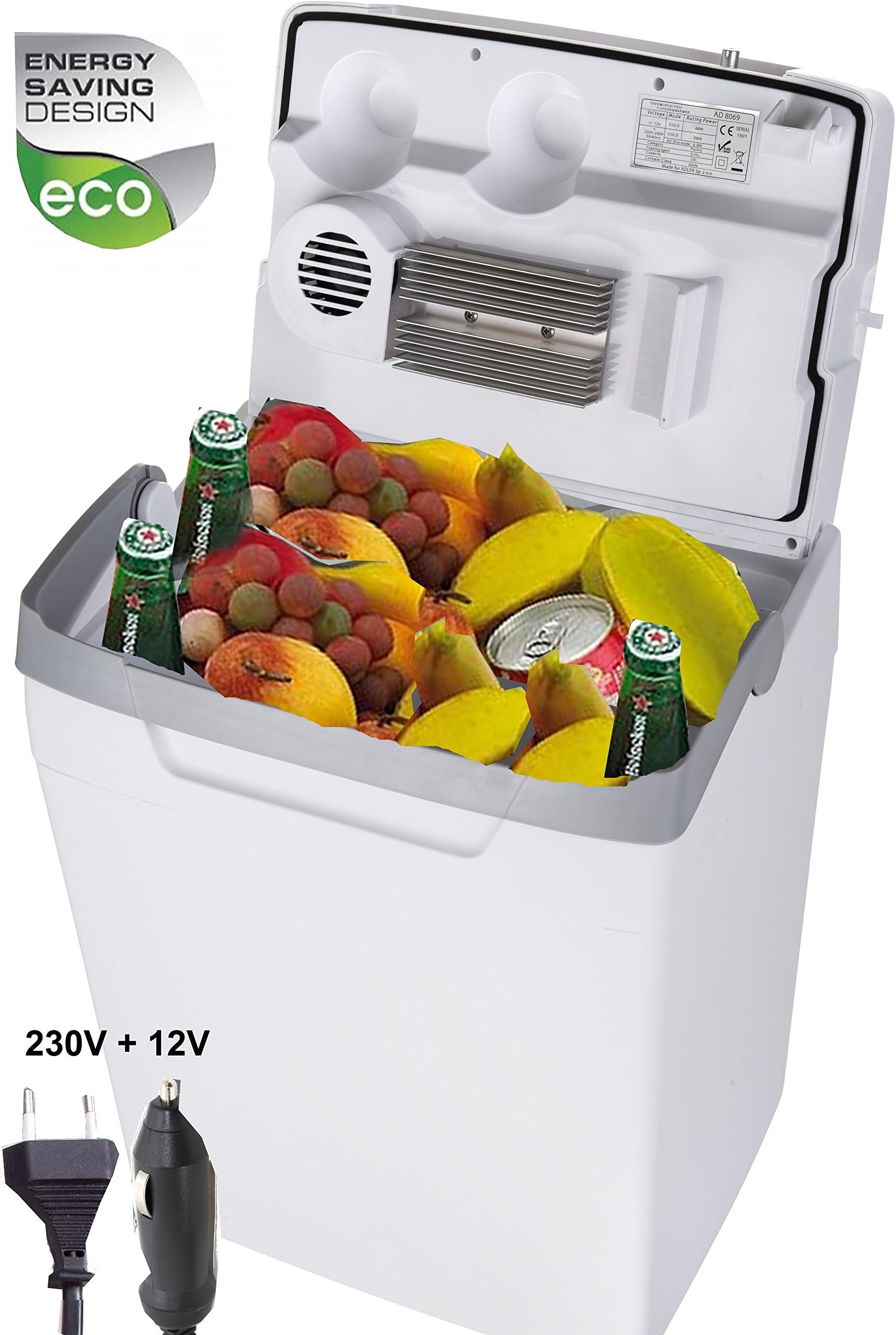 Adler Eagle 29 Litre Cool Box 12 V 230 V COMBI Thermoelectric Cool Bag Camping/Insulated Box for Cars and Mains Outlets (EU Socket) Mini Fridge