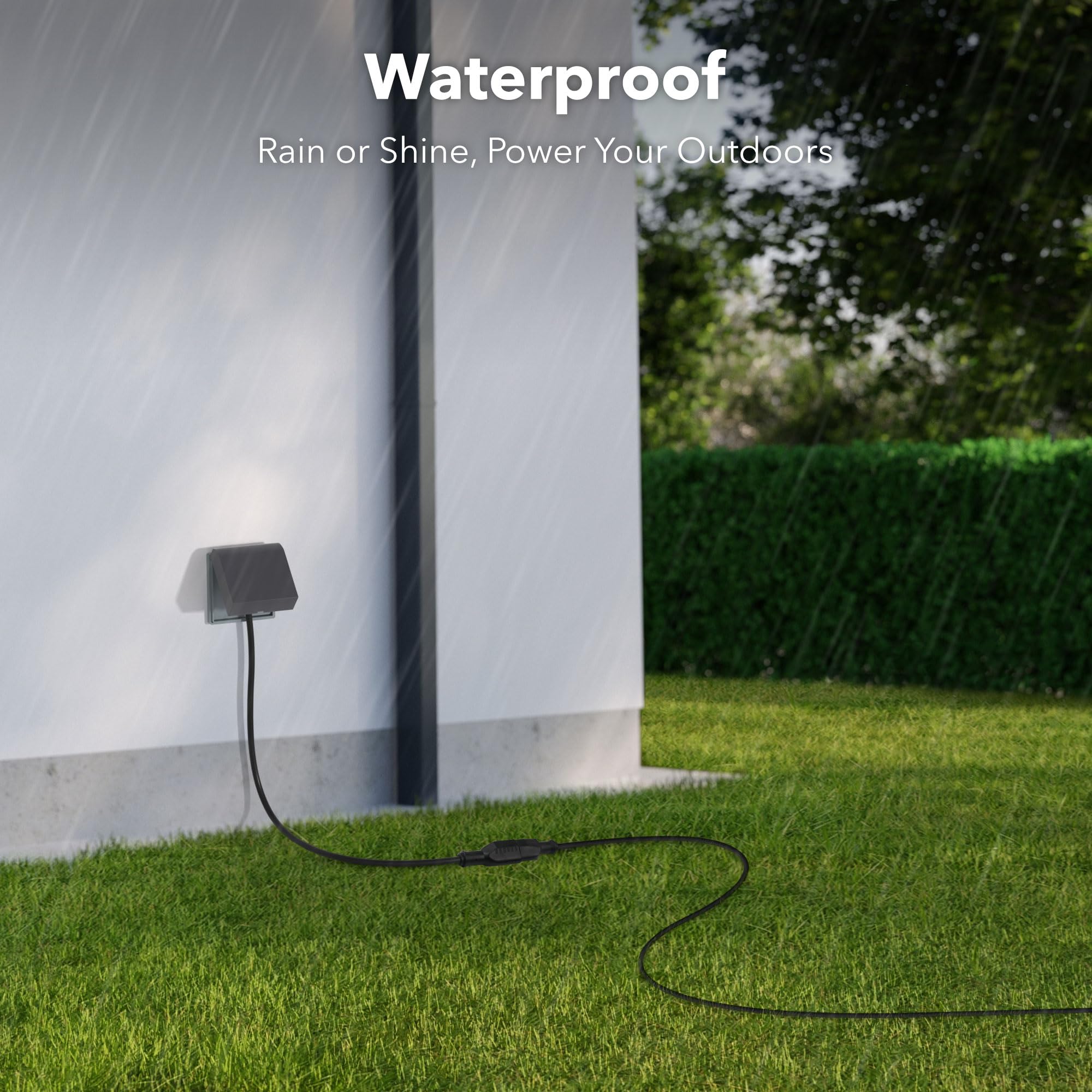 BN-LINK - Cable de extensión de 8 pies para interiores y exteriores 16/3 SJTW, negro, resistente al agua y a la intemperie, enchufe de tierra de 3 puntas para jardinería y decoración de día festivo,