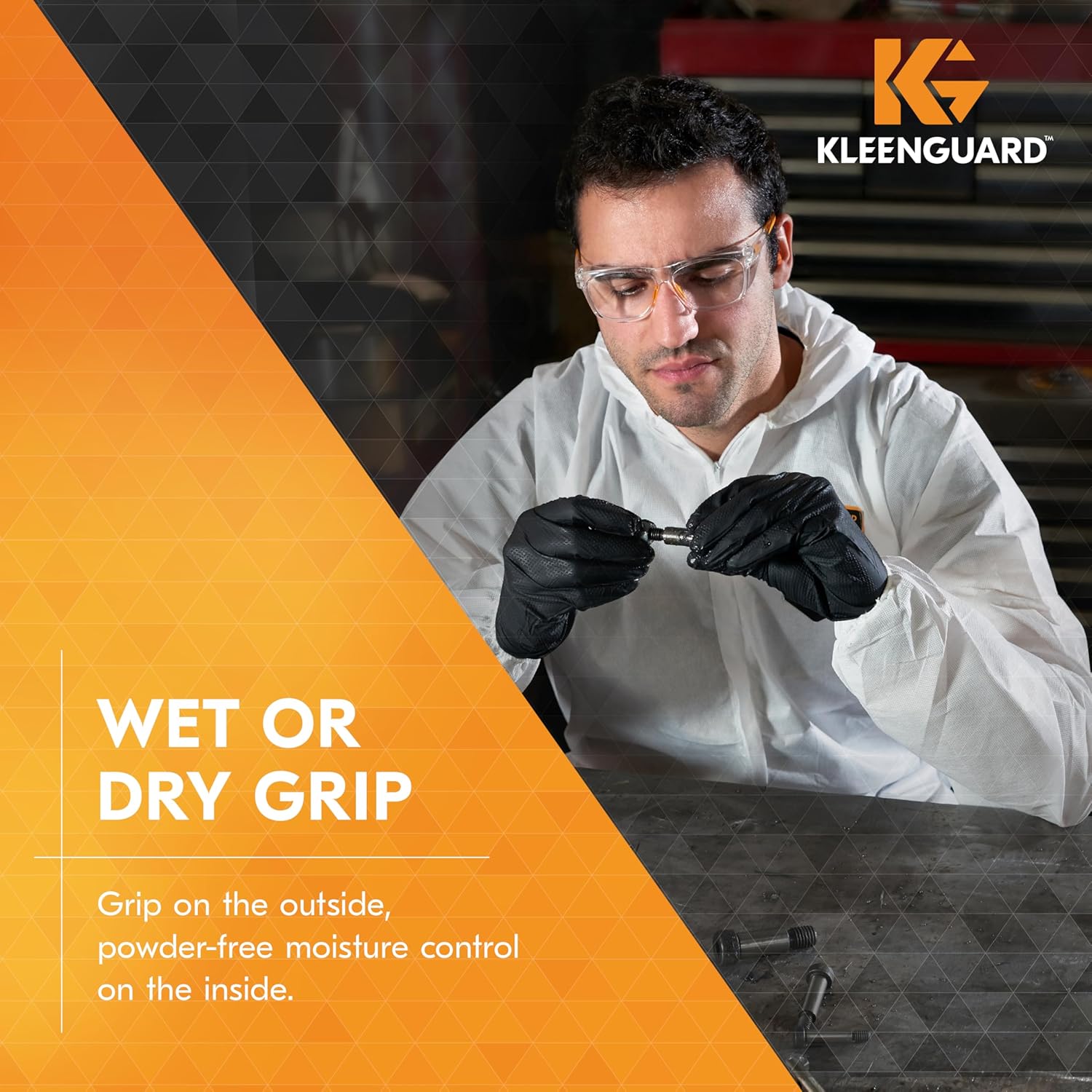 KleenGuard™ Kraken Grip Fully Textured Black Nitrile Gloves (49277), Large (L), Powder-Free, 6 Mil, Ambidextrous, Thin Mil, 100 Gloves/Box, 10 Boxes/Case