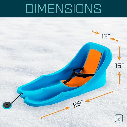 Miniatura 24 de Trineo para bebé, arnés de seguridad de 3 puntos, correa de remolque retráctil, asiento antideslizante, trineos de nieve de plástico resistente