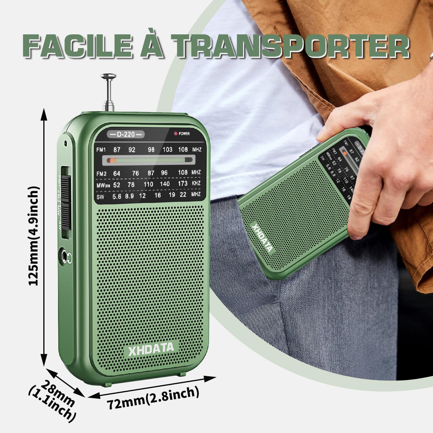 Radio Portable Radio a Pile Survie Radio Portable Urgence Radio Générateur à Manivelle avec Charge Solaire Alarme SOS avec Lampe de Poche