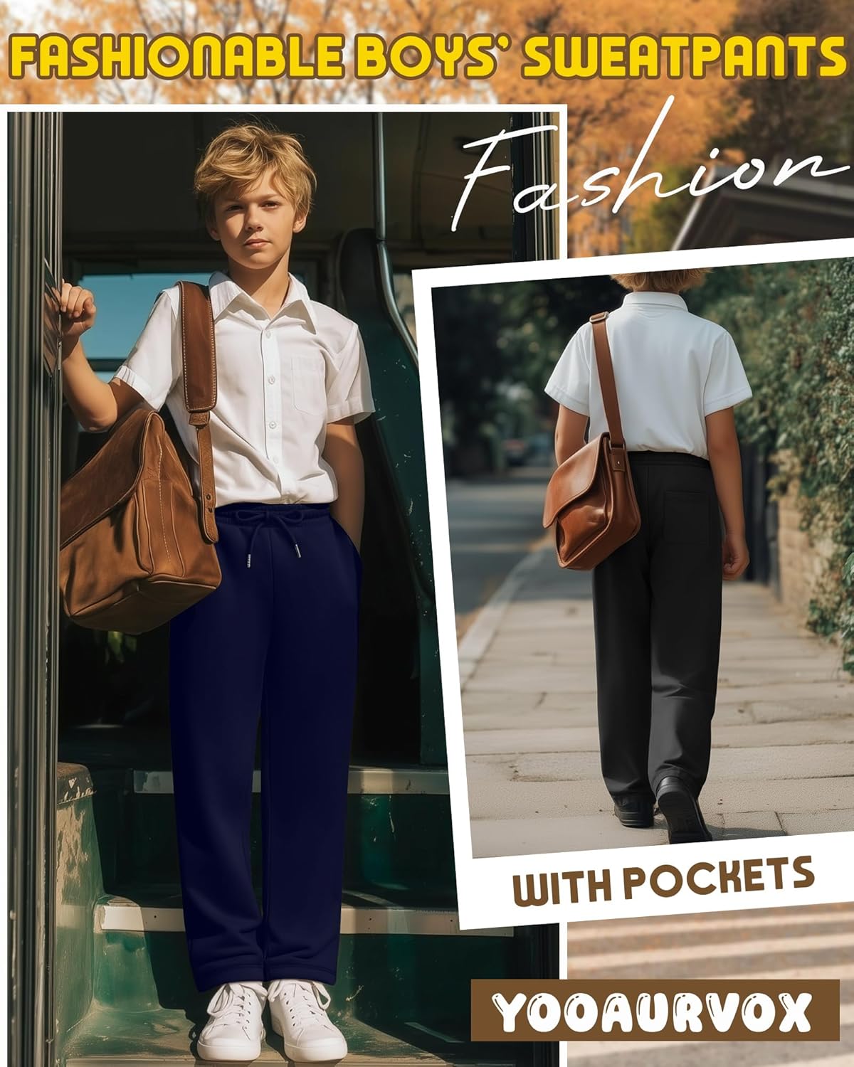 3 Pack Boys Baggy Sweatpants Casual Pants 5-14 Years Straight Leg Open Bottom Athletic Kids Joggers with Pockets - Image 4