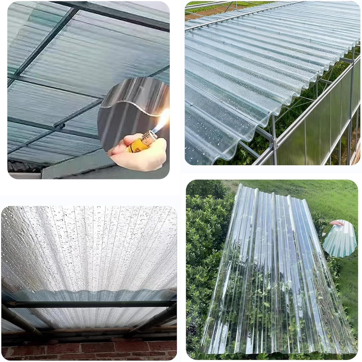8 PCS Clear Polycarbonate Greenhouse Panels, 3ft Wide Corrugated Waterproof Roof Panels Transparent Insulated Light Transmitting Covering for Greenhouse Pergola Patio Outdoor Canopy (3 x 5.2 ft)