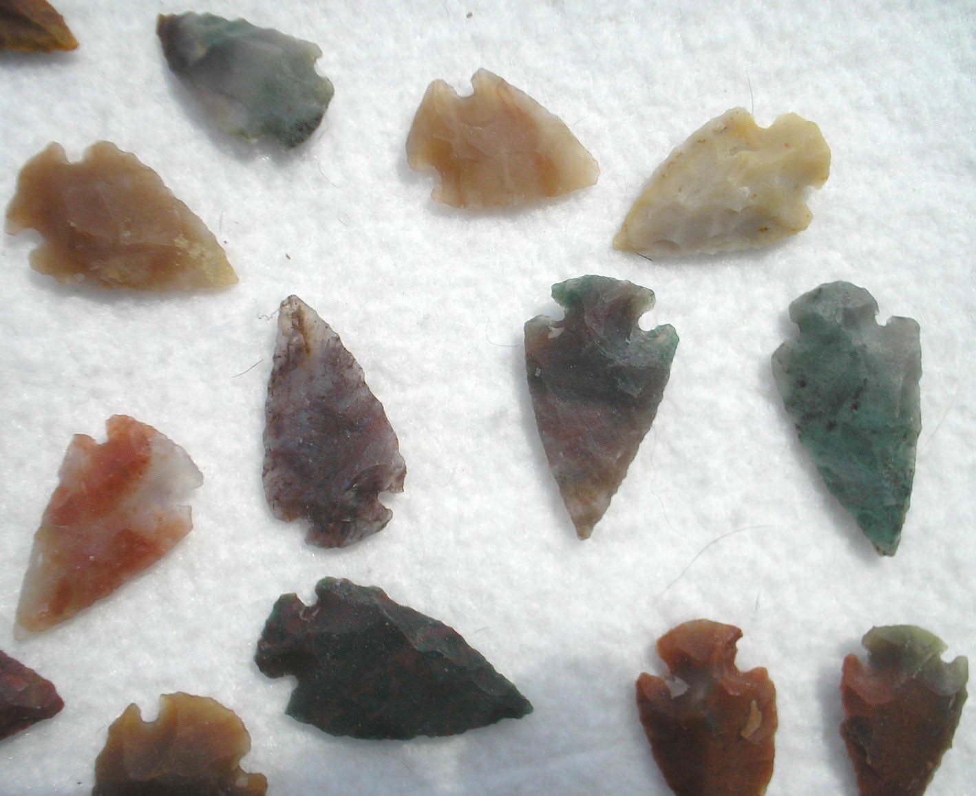 Set 25 Indian Arrowheads Agate New Replica 1/2 " - 1 1/2 " L