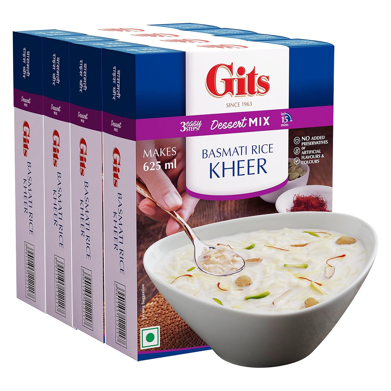 Gits Instant Basmati Rice Kheer Dessert Mix, Pure Veg, Indian Sweet and