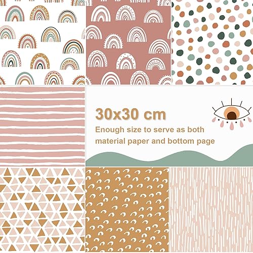 Miniatura 4 de 28 papel de álbum de recortes Boho, papel de álbum de recortes de 12 x 12 pulgadas, papel de álbum de recortes de 90 lb160 gm, impresión de doble