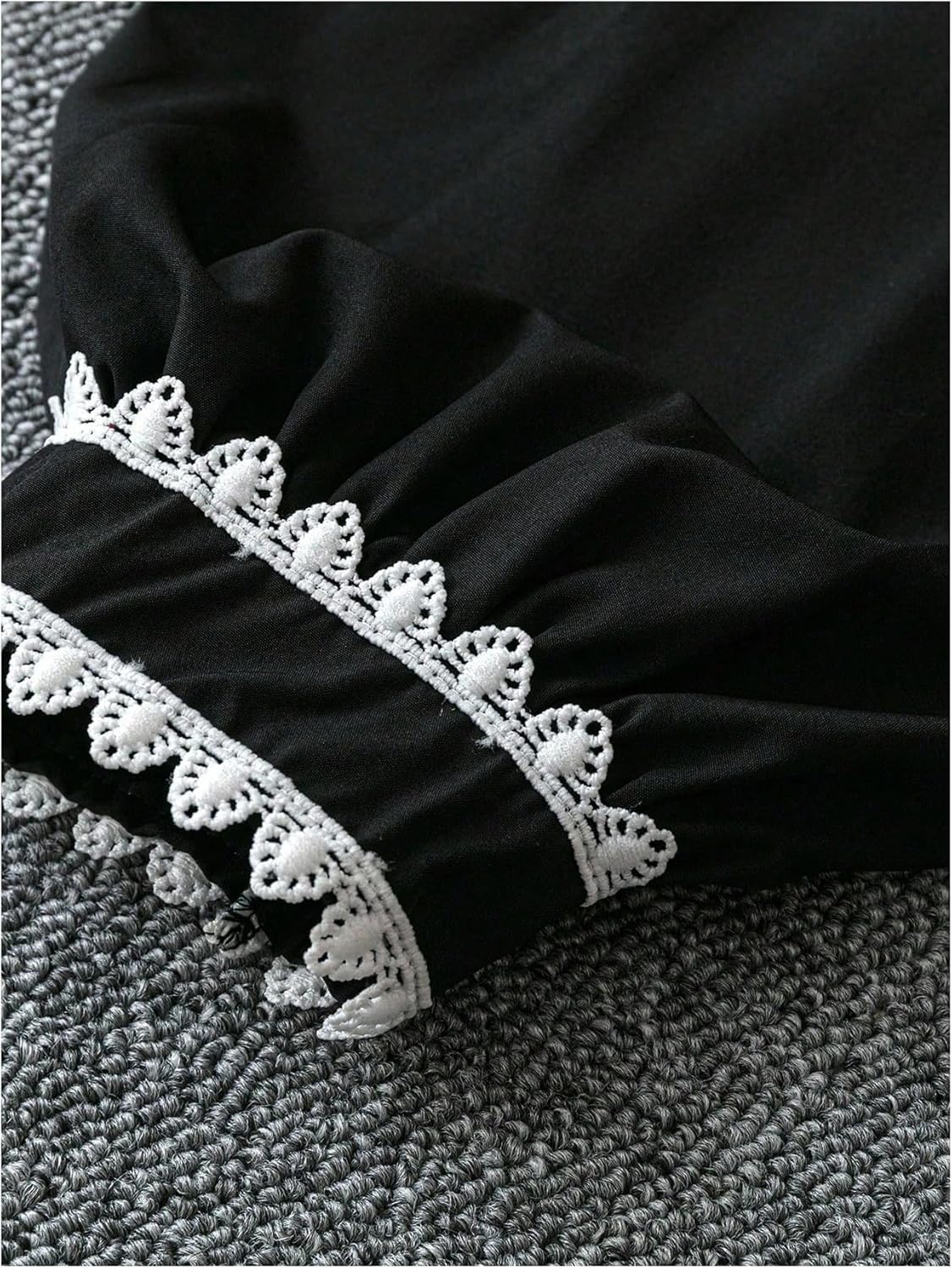 GORGLITTER Women's Plus Size Button Up Peasant Blouse Floral Trim Lantern Long Sleeve Dressy Business Casual Shirts Top - Image 4