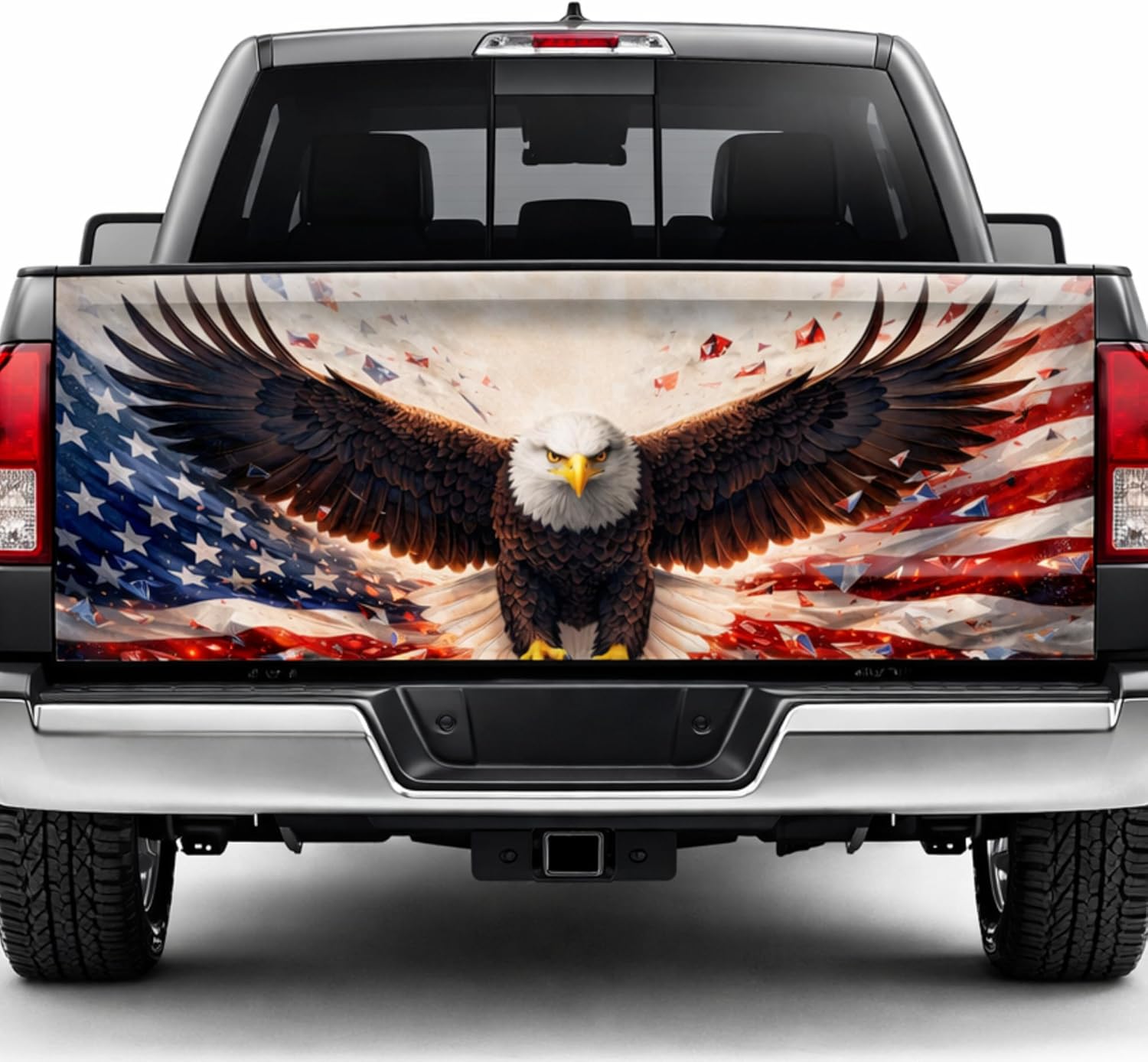 ThangPham Shop USA Eagle Patriotic Tailgate Wrap, America Flag Eagle Truck Tailgate Decal, Freedom Independence Day Pickup Tailgate Graphic