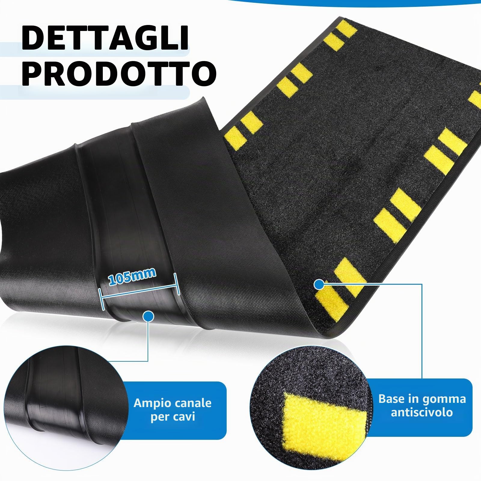 SWAWIS Canalina Passacavi Calpestabile in Gomma 120 x 40 cm Passacavi Pavimento in Nylon e Gomma Canalina Veloce, Semplice e Ripo-sizionabile