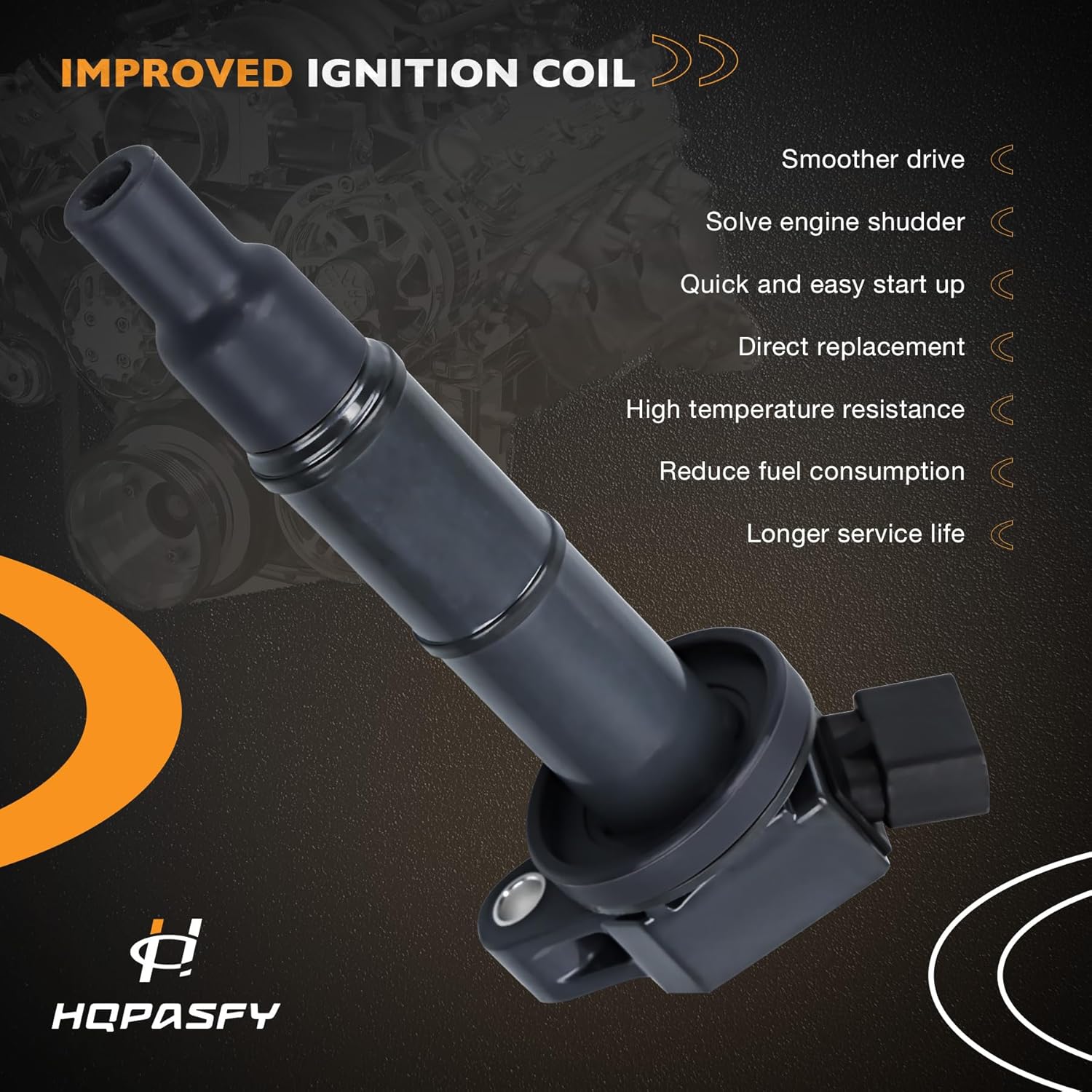 HQPASFY Ignition Coils UF333 Pack Set of 4 Compatible with Toyota Camry Highlander Rav4 Matrix Solara, Lexus, Pontiac, Scion L4 2.0L 2.4L Replace# IC463, GN10313, 5C1299