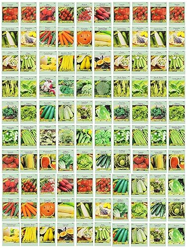 100 Assorted Heirloom Vegetable Seeds 100% Non-GMO (100, Deluxe Assorted