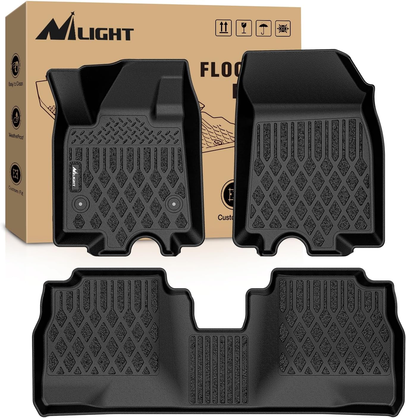 Nilight TPE Floor Mats for Chevy Equinox EV Only 2024 2025 2026 All Weather Custom Fit Heavy Duty Floor Liners