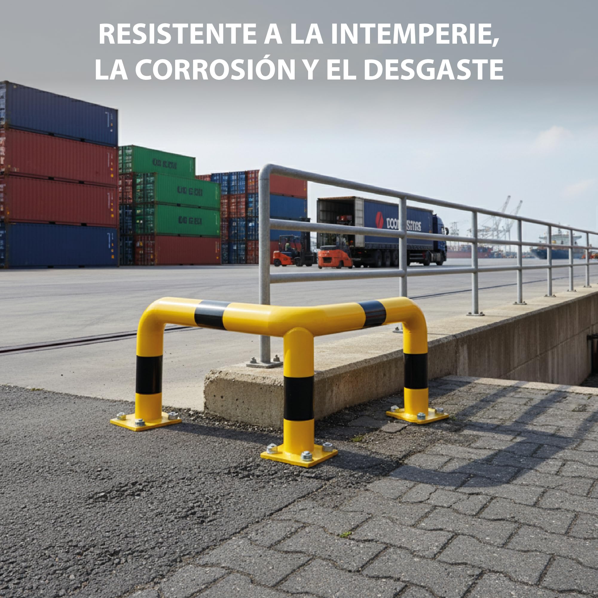 Barrera de Protección Esquinera de Acero Ø75 mm – Protección Industrial - Defensa para Esquinas, Columnas y Maquinaria en Almacenes, Garajes y Parkings – Fijación al Suelo Resistente (Altura 350mm)
