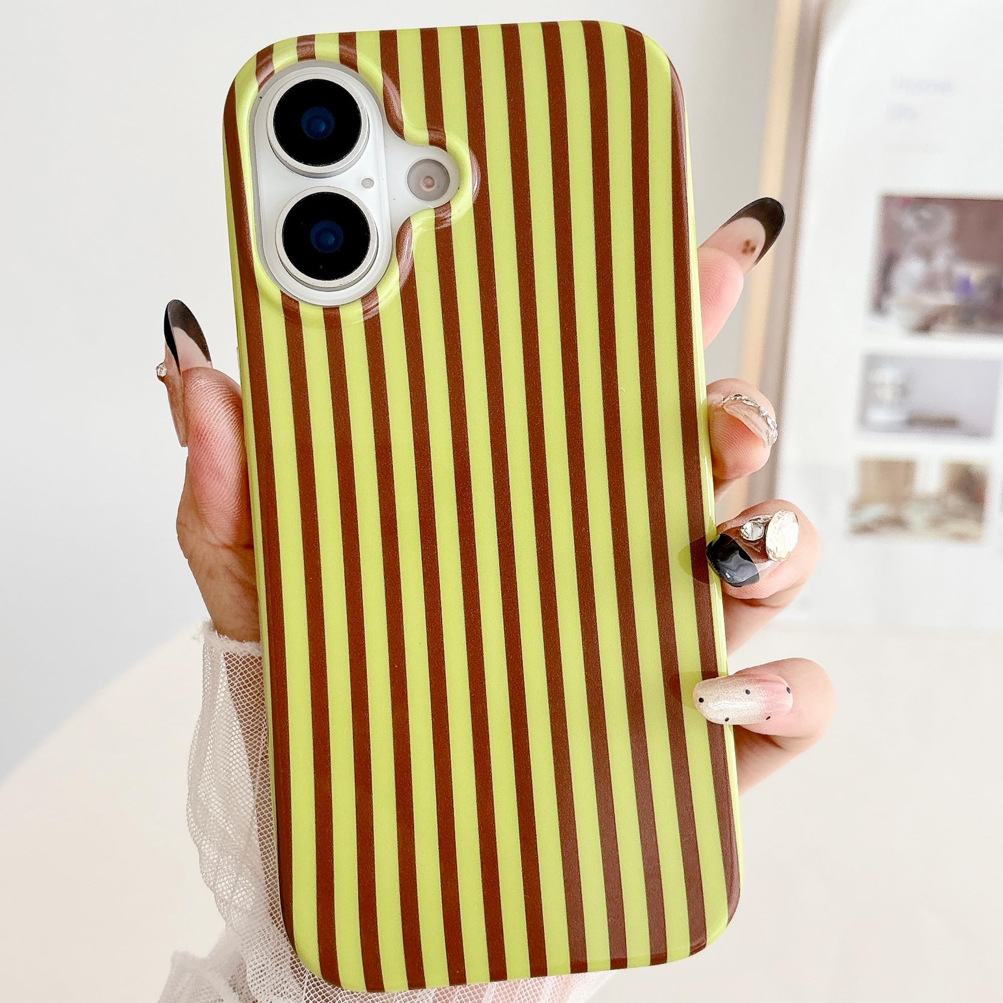 Coque motif à rayures rétro pour iPhone 17 antichoc fine - 8