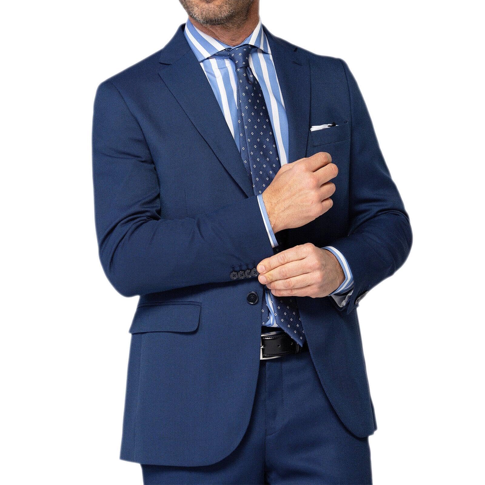 Abito da Uomo Micro Fantasia Vestito Formale Completo Elegante Sartoriale Slim Giacca e Pantalone da Ufficio