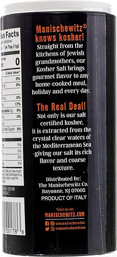Miniatura 3 de Manischewitz Sal Kosher de alta calidad sal marina gruesa 16 onzas 1 libra recipiente fácil de vertir producto de Italia sal marina mediterránea