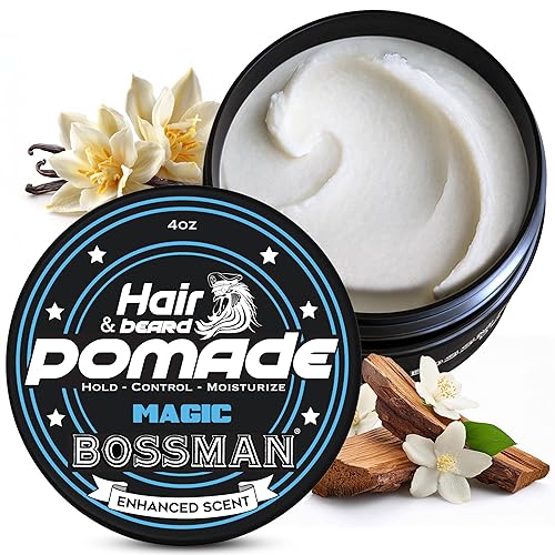 Bossman Pomada para el cabello y la barba para hombres (aroma mágico) – Fijación media e hidratante para el cabello, barba y bigote – Fabricado