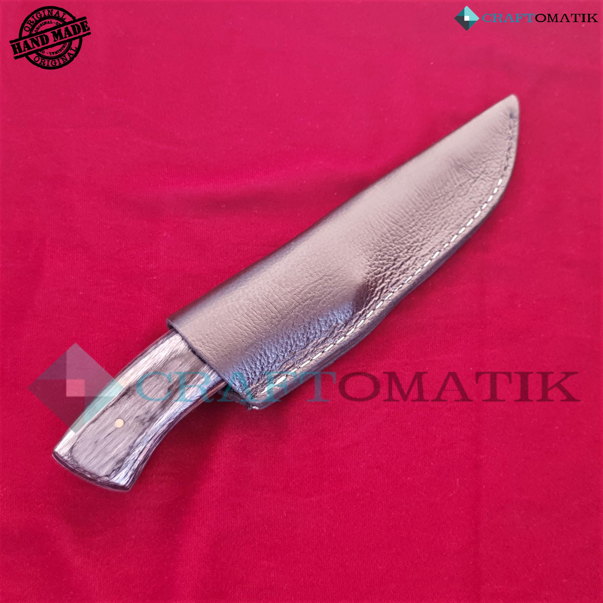 Damast Stahl Messer | Original Robuste Damaststahlklinge | Griff aus Ebenholz und Damaszenerstahl | Handmade Outdoor Sammlermesser | DHK89