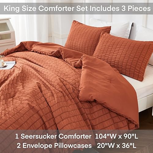 Miniatura 6 de AveLom - Juego de edredón de sirsaca, King (104 x 90 pulgadas), 3 piezas, 100% microfibra suave lavada, ligero con 2 fundas de almohada, juego de