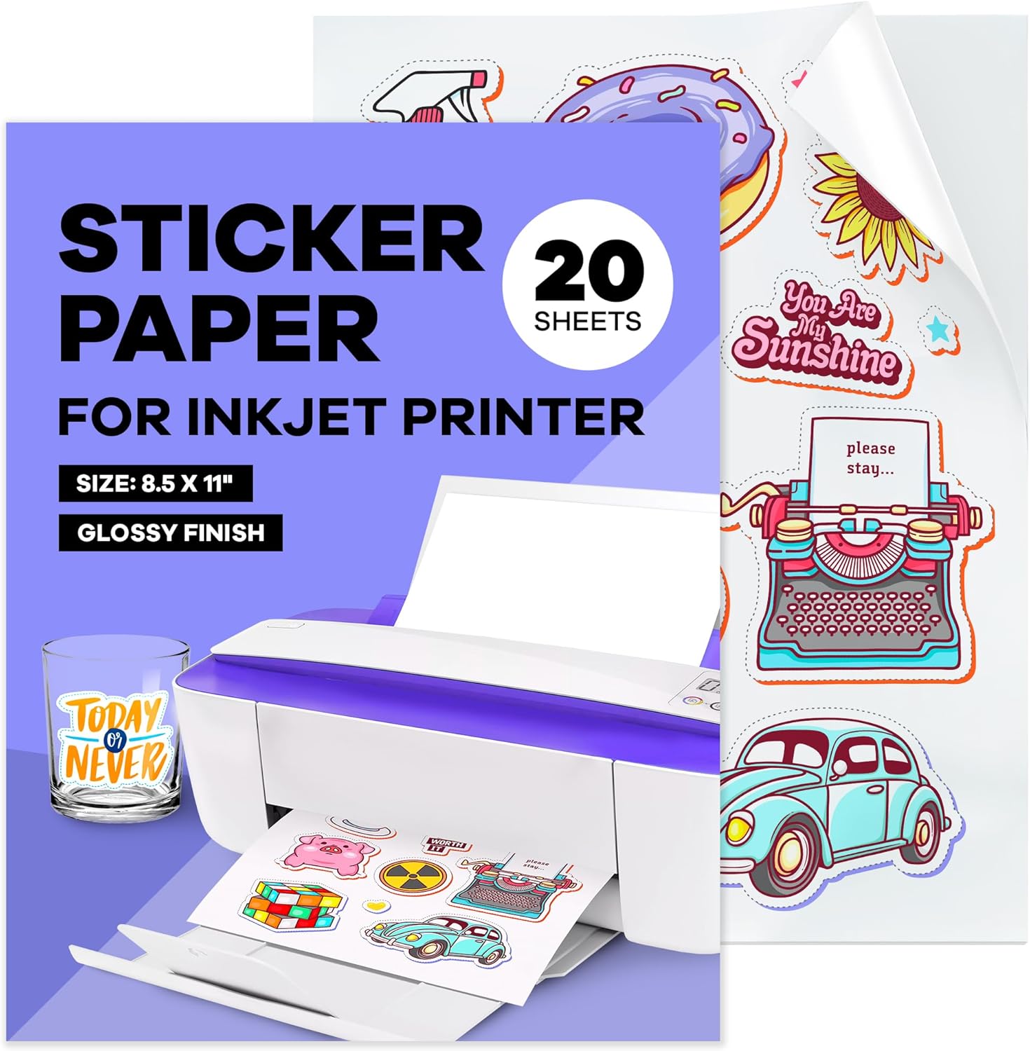 Amazon.com : Glossy Sticker Paper for Inkjet Printer - Printable Vinyl ...