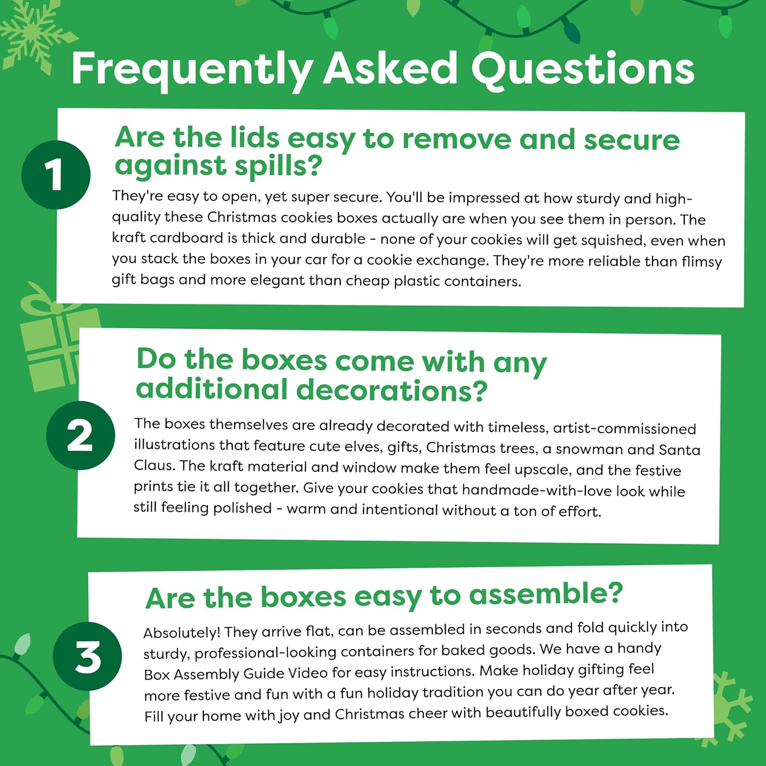 Christmas Cookie Boxes for Gift Giving - 12 Kraft Christmas Cookie Tins With Lids - Sturdy Christmas Treat Boxes, Christmas Tins - Festive Christmas Cookie Box Packaging - Cookie Boxes with Window