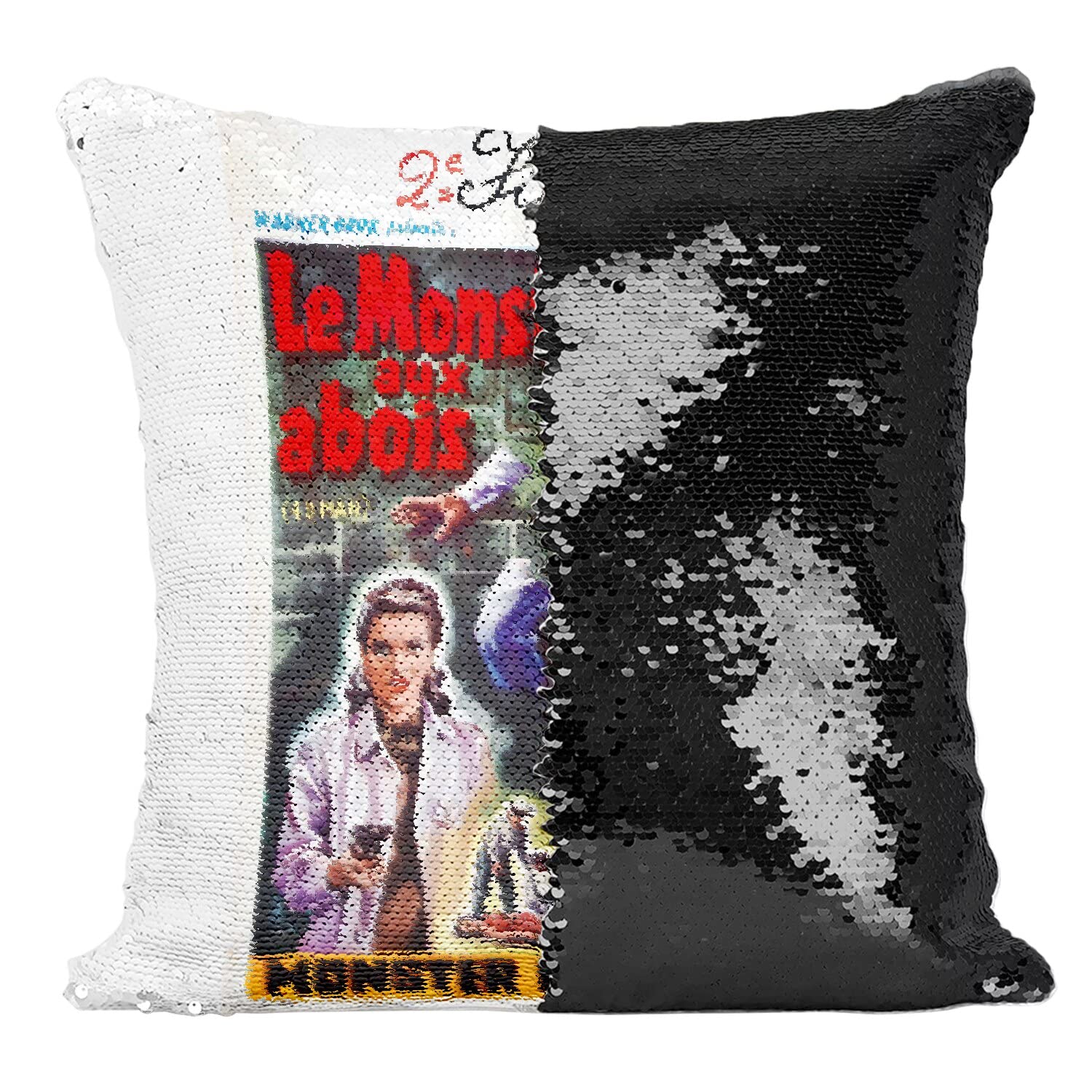 Affiche de Film Rétro sur Coussin Paillettes Noir pour Salon