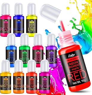 Neon Pigment Paste - 12 Colors Concentrated Color Pigment for Epoxy Resin, Nail Art, Candle, Slime and Bath Bomb, Neon Resin Dye for Jewelry, Halloween Makeup, Tumblers, Coasters and Crafts