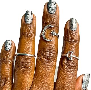 Ag 47 | Silver Crackle Nail Polish, 15ml/0.5 fl oz, Fast Drying, Self-Leveling