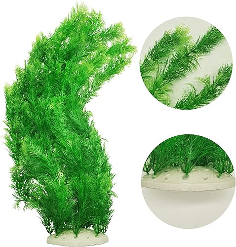Miniatura 3 de E.YOMOQGG Plantas artificiales de acuario, plantas de pecera de 21.5 pulgadas de alto, grandes plantas artificiales de plástico verde artificial,
