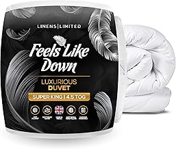 Linens Limited Super King Duvet 4.5 Tog, Made in the UK, Feels Like Down, Luxurious Quilt, Soft and Comfy, Ultra-Fine Siliconised Hollowfibre, Machine Washable (White)