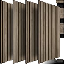 TecTake® Set of 4 Acoustic Wood Effect Panels, Decorative Sound Absorbing Panels for Walls, Ceiling Panels, Wall Panels, Modern Design - Dark Oak