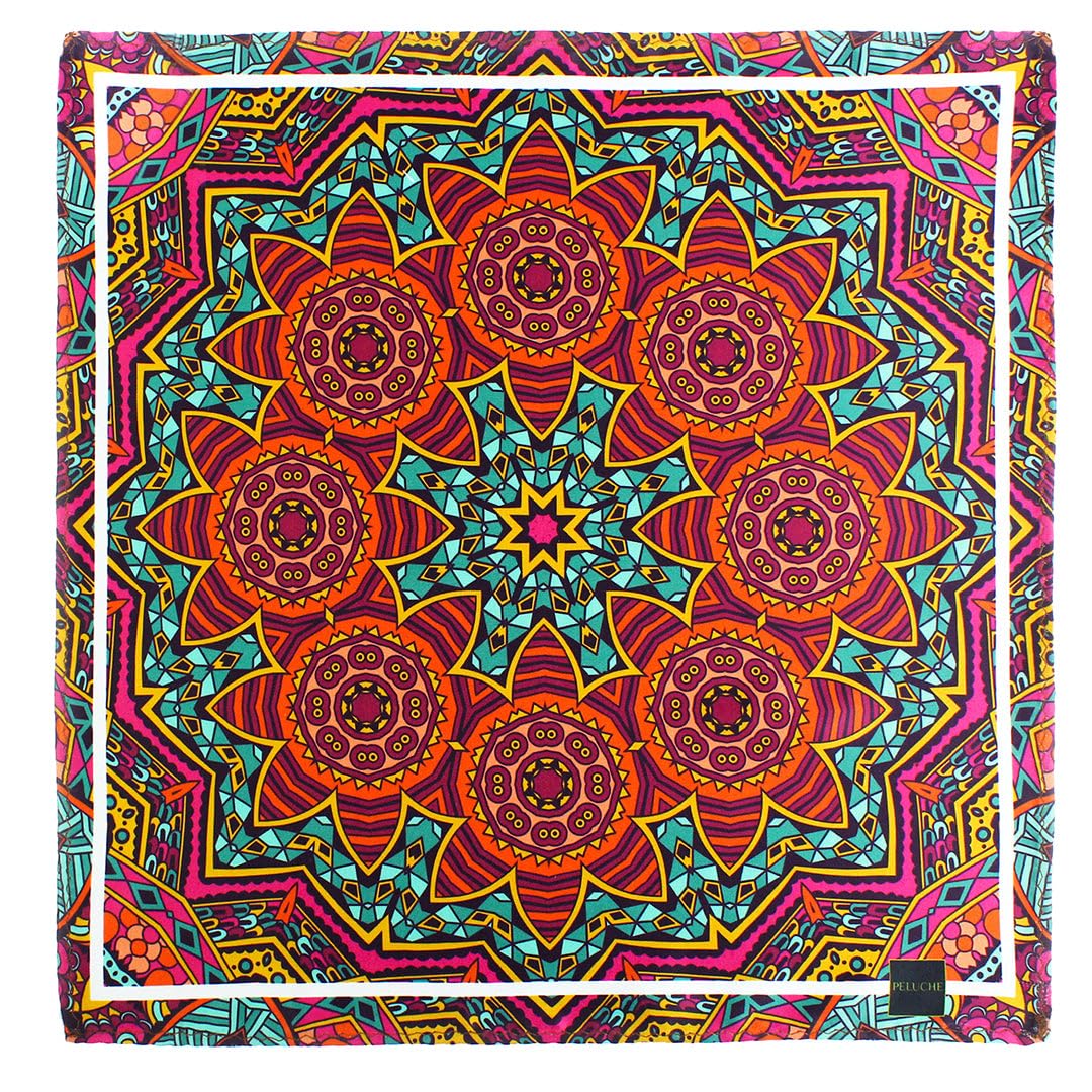 Mystique Mandala Multicolor Pocket Square for Men (14X14 inches)-image-11