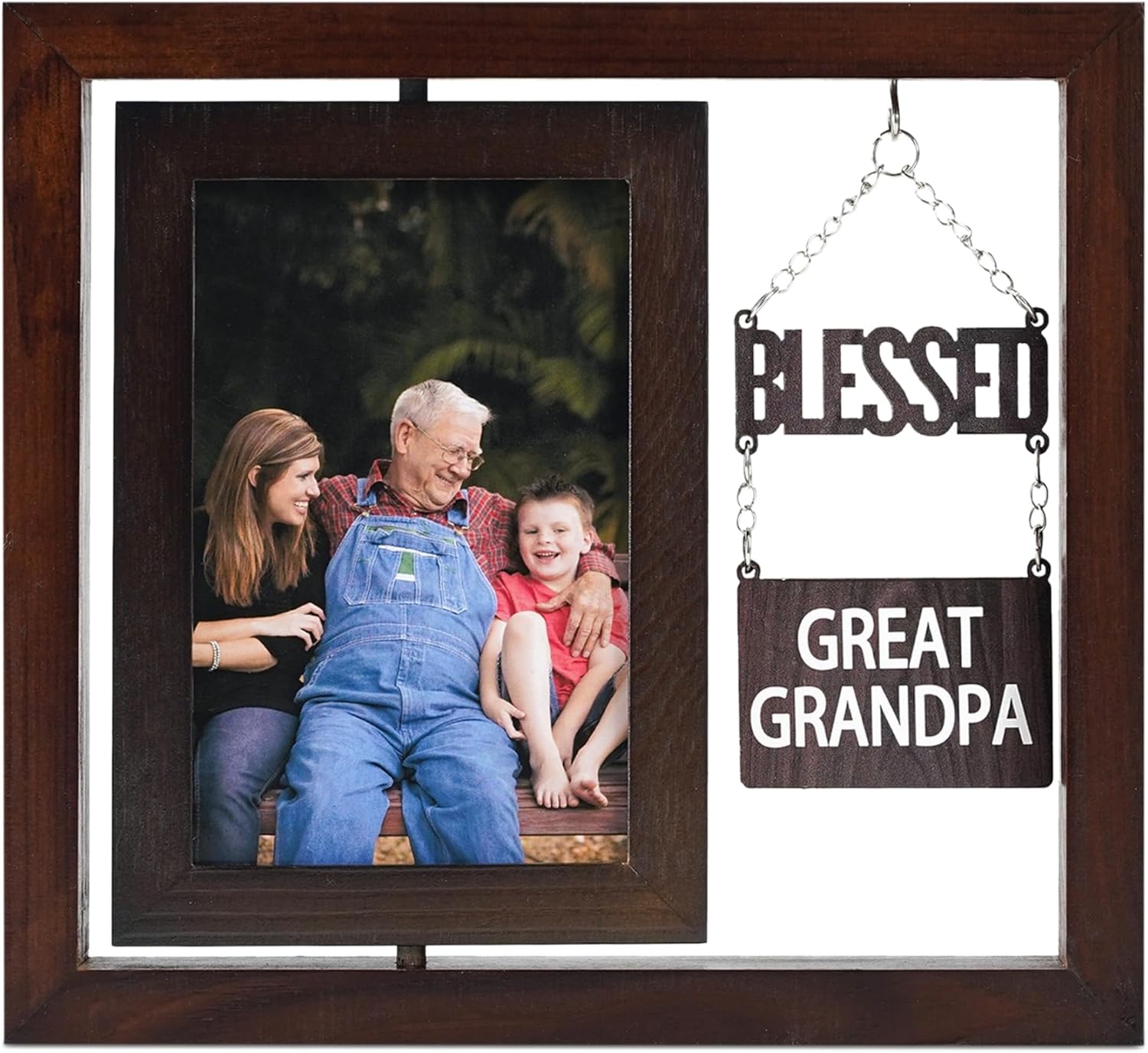 InnoBeta Blessed Great Grandpa Gifts Photo Frame for Men, Great Grandpa Gifts for Christmas, Birthday, Rotating 6R Picture Frame