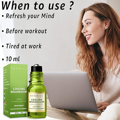 Miniatura 2 de Rollo de migraña en barra para aliviar el dolor de cabeza con magnesio, aceite esencial de eucalipto, aceite esencial de eucalipto para sinusitis,