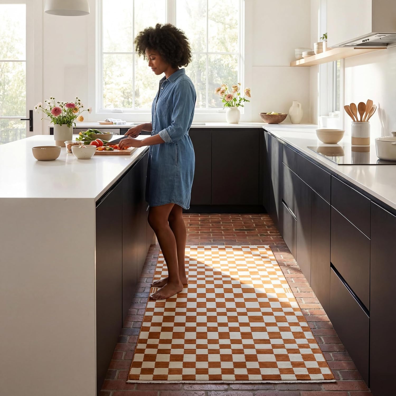 nuLOOM Fringed Performance Indoor Area Rug, Power Loomed, Easy Clean, Durable, Non-Shed, 7' x 10', Dominique Orange