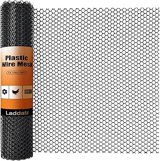 Plastic Chicken Wire Mesh - 15.7 in x 10 ft Black, Plastic Wire Mesh Fence for Dogs, Cats & Poultry - Garden Netting & Animal Barrier, Balcony Netting for Pets - Laddatz