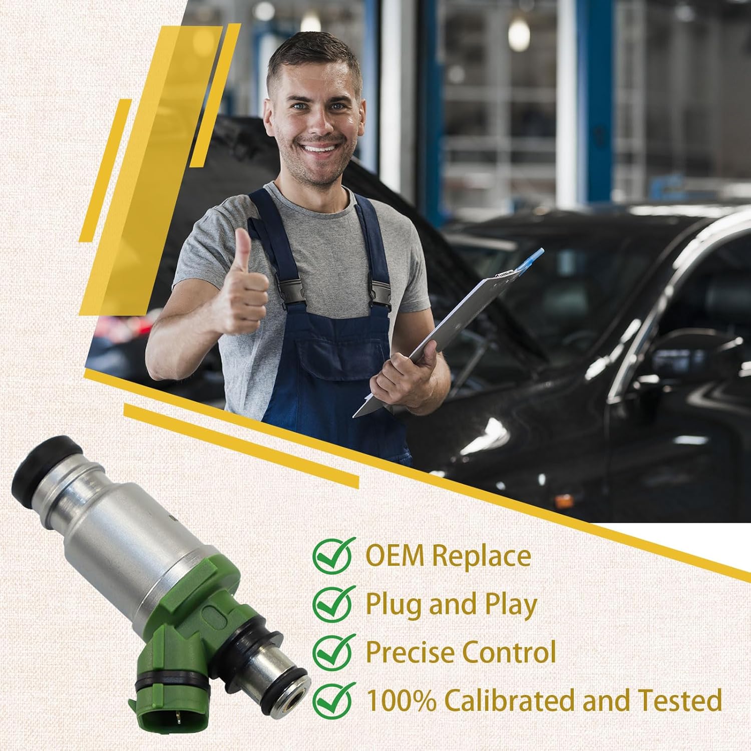 5S-FE 2.2L Fuel Injectors,Compatible with/Toyota 2.2 Camry Celica 1992-2000 |2 Holes| |Set of 4| Replace# 23209-74100