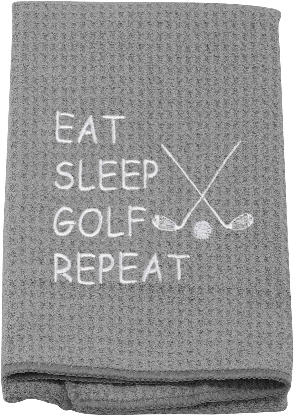 review PXTIDY Funny Golf Towels for Men Eat Sleep Golf Repeat Embroidered Golf Towel with Clip Gift for Golf Lover