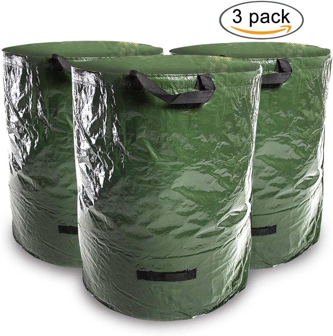 Nider Set of 3 Garden Waste Bags Heavy Duty Large Garden Sack for Garden Waste, Leaves, Green Waste, Plant Waste, Compost - Robust Polypropylene Fabric (272L) Garden Bag