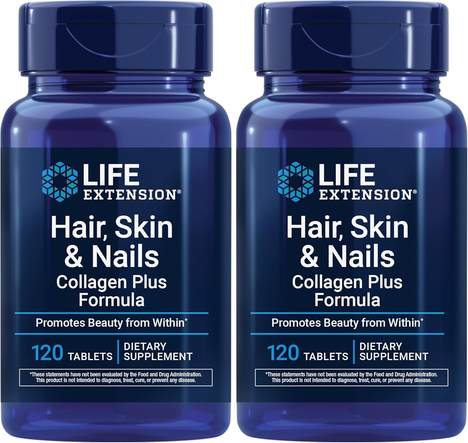 Life Extension Hair,Skin,& Nails- Collagen Plus,120 Count (Pack of 2)