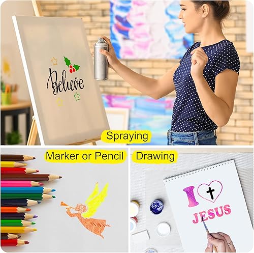 Miniatura 108 de 66 plantillas pequeñas para manualidades, plantillas reutilizables de 3 pulgadas para pintar sobre madera, plantillas de pintura para pared